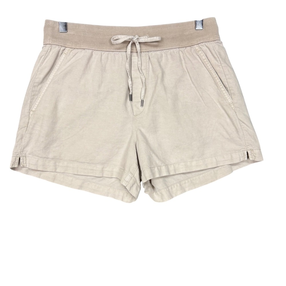 GAP Shorts Womens Small Beige Linen Cotton Blend Pull On Comfort Elastic‎ Waist